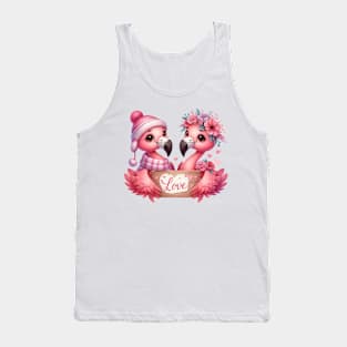 Valentine Love Flamingos Tank Top